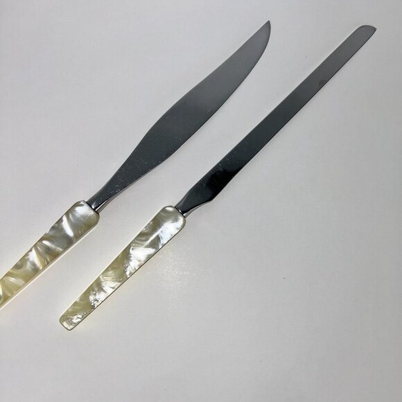 Fleetwood Pearl Handle Stainless Carving Knives Set of 2 Town & Country 13" NOTE - Picture 2 of 13